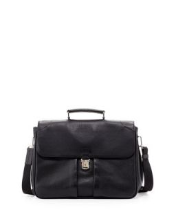 Mens Marlo Leather Double Gusset Briefcase, Black   Bally   Black
