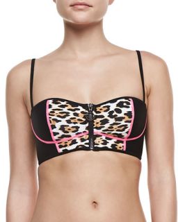 Womens Wildcat Printed Swim Top   Juicy Couture   Black/Pink (X LARGE/12)