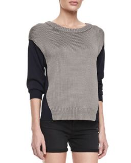 Womens Kira Two Tone Combo Sweater   J Brand Ready to Wear   Titanium/Duke