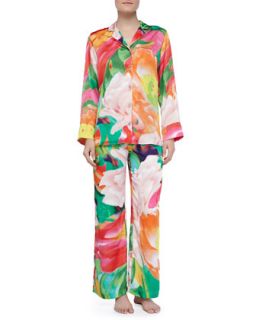 Womens Garbo Satin Floral Two Piece PJ Set, Multi   Natori   Multi colors (X 