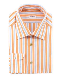 Mens Track Stripe Dress Shirt, Orange   Kiton   Orange (15)