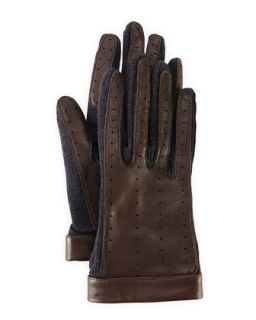 Leather & Wool Driving Gloves, Dark Gray   Lanvin   Dark gray (6.5)