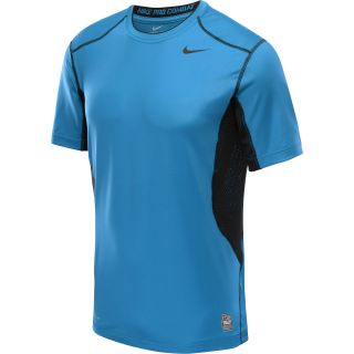 NIKE Mens Pro Combat Hypercool Fitted Short Sleeve Crew Top   Size 2xl, Blue