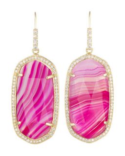 Small Pave Trim Pink Agate Drop Earrings   Kendra Scott Luxe   Pink