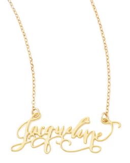 Personalized Gold Plate Calligraphy Necklace   Brevity   Gold