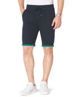 Mens Contrast Cuff Fleece Shorts   Michael Kors   Navy (LARGE)