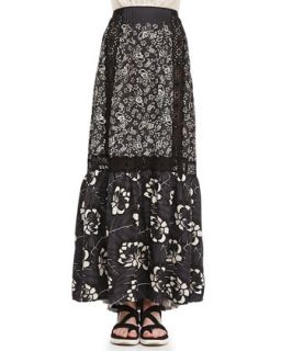 Womens Lace Inset Long Floral Skirt, Gray   Marc Jacobs   Gray (6)