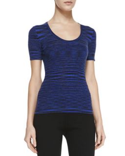 Womens Space dye Cashmere Short Sleeve Top, Sapphire   Michael Kors   Sapphire