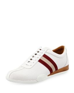 Mens Low Top Leather Sneaker, White   Bally   White (9.0D)