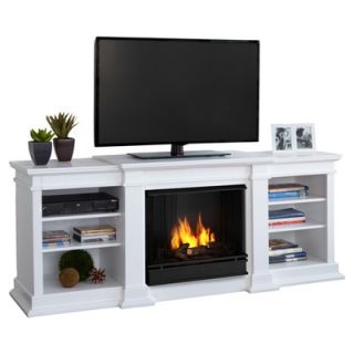 Real Flame Fresno 72 TV Stand with Gel Fuel Fireplace G1200 Finish White