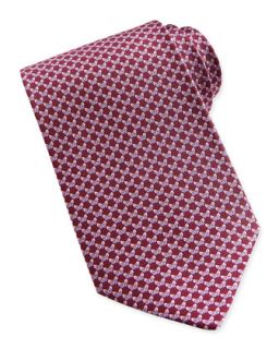 Mens Butterfly Pattern Woven Tie, Red/Pink   Ferragamo   Red/Pink