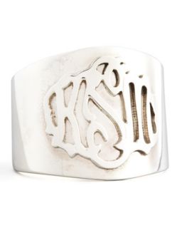 Monogram Script Lettered Silver Cigar Ring   Moon and Lola   Silver (8)