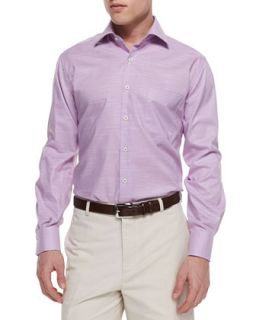 Mens Melange Houndstooth Sport Shirt, Purple   Peter Millar   Purple (MEDIUM)