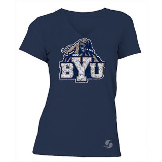 SOFFE Womens BYU Cougars No Sweat V Neck Short Sleeve T Shirt   Size Small,
