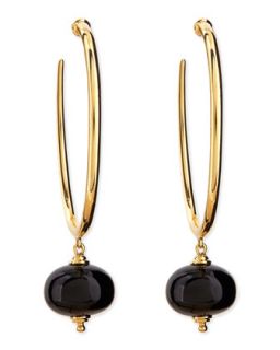 Mogul 18k Gold Hoop Earrings with Black Spinel Bead   Syna   Gold (18k )