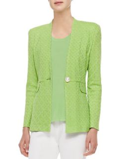 Textured One Button Jacket, Womens   Misook   Bud green/Limelea (3X (24W+))