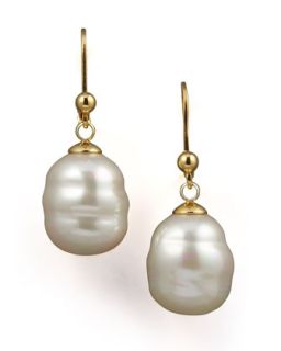 12mm Baroque Pearl Drop Earrings   Majorica   White pearl (12mm )