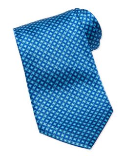 Mens Micro Square Silk Tie, Blue   Stefano Ricci   Blue