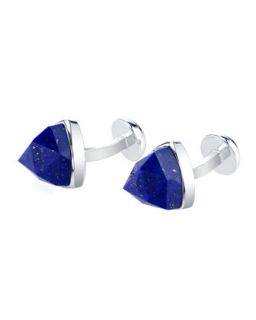 Mens Rose Cut Lapis Sterling Silver Cuff Links   Suzanne Felsen   Silver