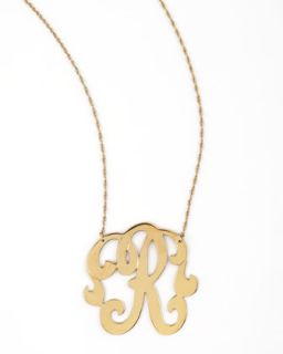 Swirly Initial Necklace, R   Jennifer Zeuner   Gold