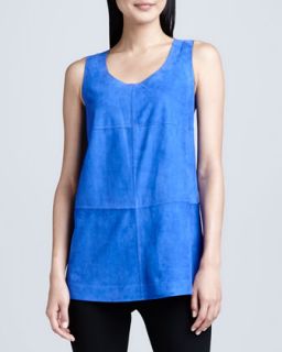 Womens Sleeveless Bonded Suede Top   Lafayette 148 New York   Azurite (SMALL(4 