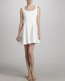 Womens Sleeveless Fit & Flare Dress, White   ZAC Zac Posen   White (6)