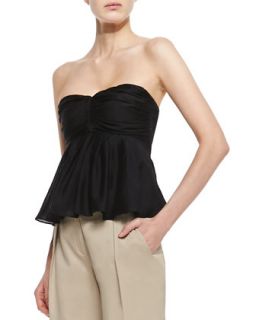 Womens Pleated Strapless Top, Black   LAgence   Black (6)