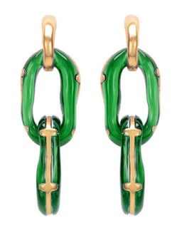 Resin Link Clip On Earrings, Green   Oscar de la Renta   Green