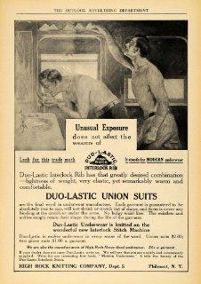 1910 Ad Duo Lastic Union Suits Men Fleece Interlock Rib   Original Print Ad  