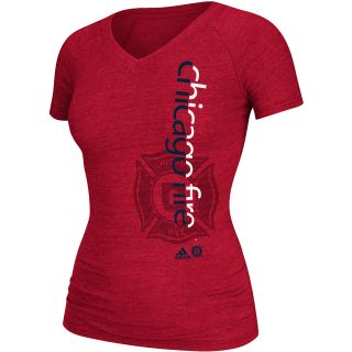 adidas Womens Chicago Fire Tri Blend Split V Neck T Shirt   Size Medium, Red