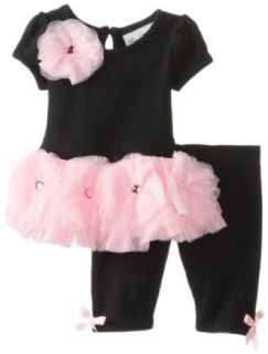 Rare Editions Baby Baby Girls Newborn Black Pink Tutu Legging Set, Black/Pink, 6 Months Clothing
