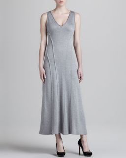 Womens Sleeveless Knit Maxi Dress   Donna Karan   Grey melange (PETITE)