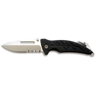 Ontario Knife Co XR 1 Folder Serrated Knife   Black (1087618)