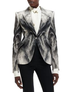 Womens Crepe Fox Fur Print One Button Jacket   Alexander McQueen  