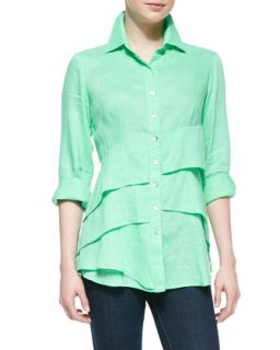 Womens Jenna 3/4 Sleeve Flounce Shirt   Finley   Mint (XL16)