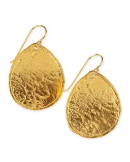 Hammered 22k Gold Plate Teardrop Earrings   Nest   Gold