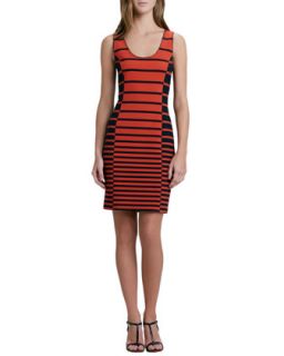 Womens Sleeveless Striped Tank Dress   Halston Heritage   Dark fire stripe (6)