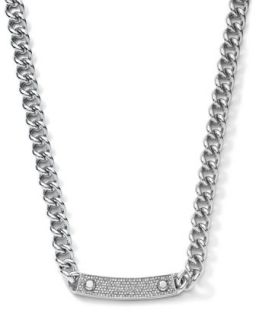 Pave Bar Chain Link Necklace, Silver Color   Michael Kors   Silver