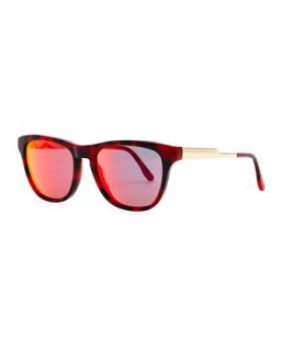 Mirrored Square Acetate Sunglasses, Bordeaux Tortoise/Red   Stella McCartney  
