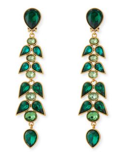 Wisteria Crystal Drop Earrings, Emerald Green   Oscar de la Renta   Green