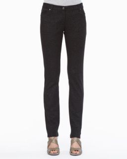 Womens Patterned Stretch Skinny Jeans, Petite   Eileen Fisher   Black (18P)