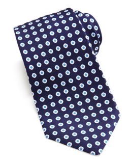 Mens Dot Print Silk Tie, Navy/Blue   Kiton   Navy blue