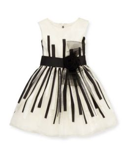 Black & White Beauty Organza Dress, White/Black, Sizes 8 10   Zoe