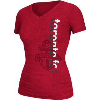 adidas Womens Toronto FC Split Decision Tri Blend V Neck T Shirt   Size L, Red