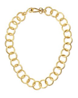 Classic 24k Gold Plate Circle Link Necklace, 18L   Stephanie Kantis   Gold