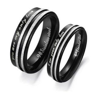 Stainless Steel "You Are My Only Love" Engraved Couple Rings Set for Engagement, Promise, Eternity R017 (His Size 7,8,9,10; Hers Size 5,6,7,8). Please Email Sizes Jewelry
