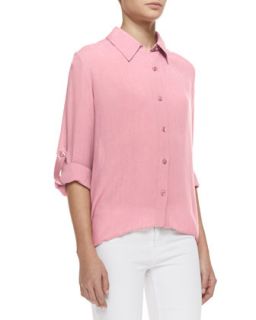 Womens Piper Tab Sleeve Collared Blouse   Alice + Olivia   Pink icing (X SMALL)