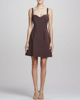 Womens Sleeveless Fit & Flare Dress, Brown   ZAC Zac Posen   Brown (8)
