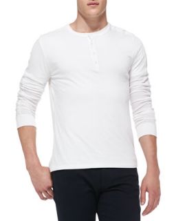 Mens Long Sleeve Jersey Henley, White   Vince   White (SMALL)