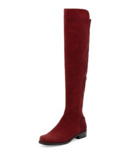 50/50 Narrow Suede Stretch Over the Knee Boot, Scarlet   Stuart Weitzman  